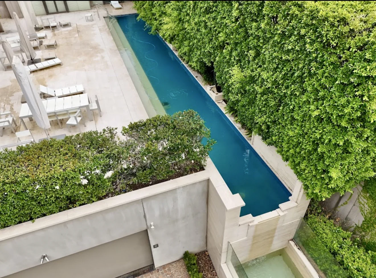 Aerial photograph of a residential swimming pool