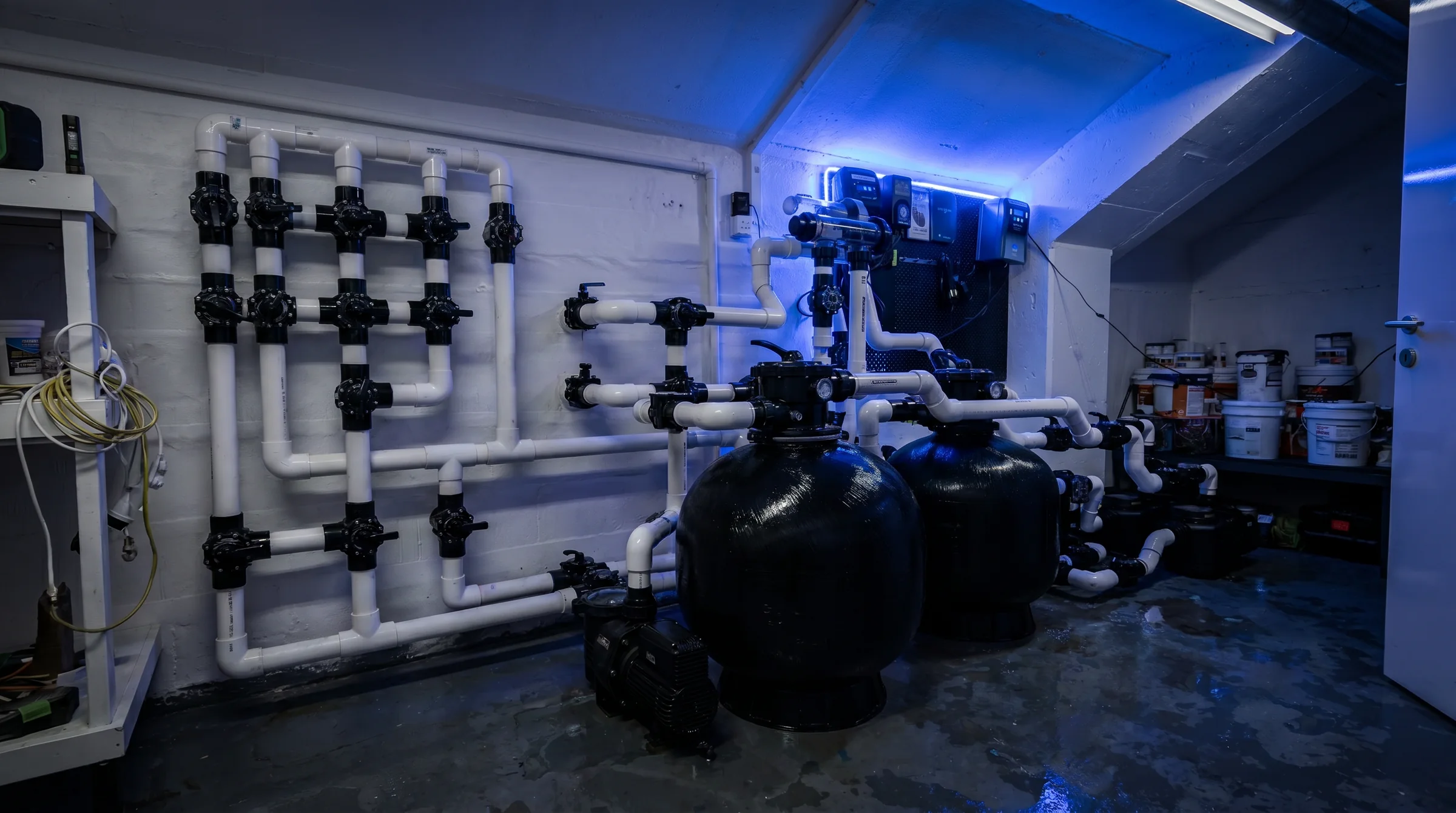 High-end pool equipment plant room
